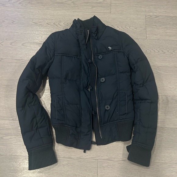 Abercrombie Fitch Jacket Girls Large Blue Full Zip Hooded Fleece Down * - Picture 1 of 5